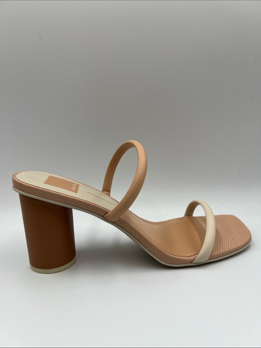 Dolce Vita Noles sandal heel double strap cream leather shoe slide mule new 9.5